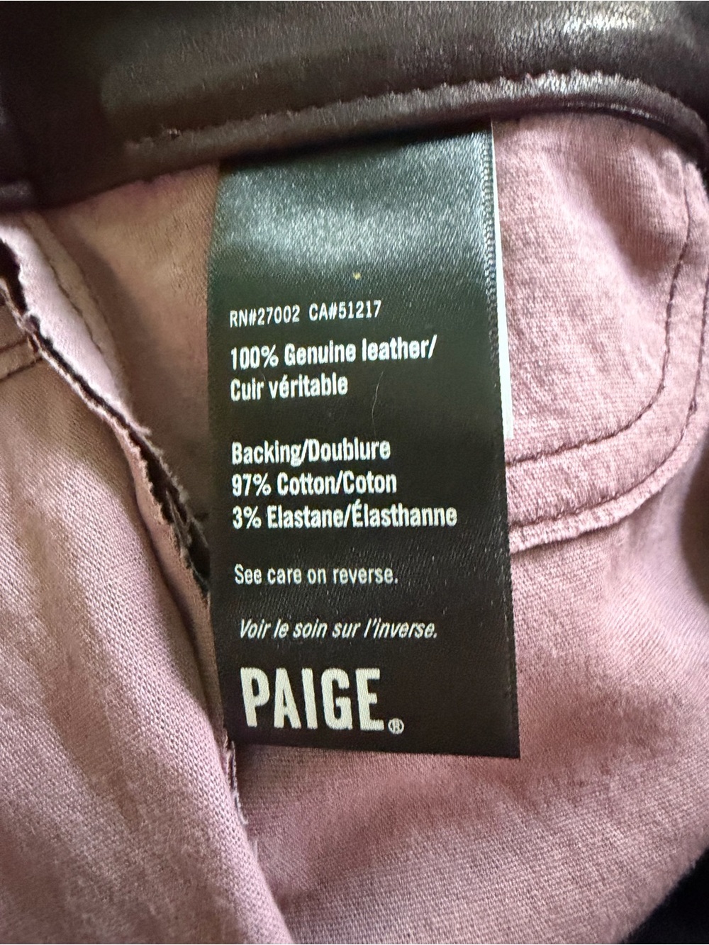 NWOT Paige Hoxton Skinny Leather Pants in Black Cherry sz 28 - Picture 11 of 12